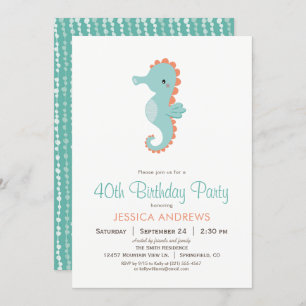 Nautique Seahorse Anniversaire Fête Invitation