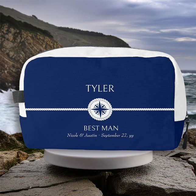 Nautique Thème Mariage Party Best Man Toiletry sac (Nautical wedding best man gift - personalize for any member of your wedding party)