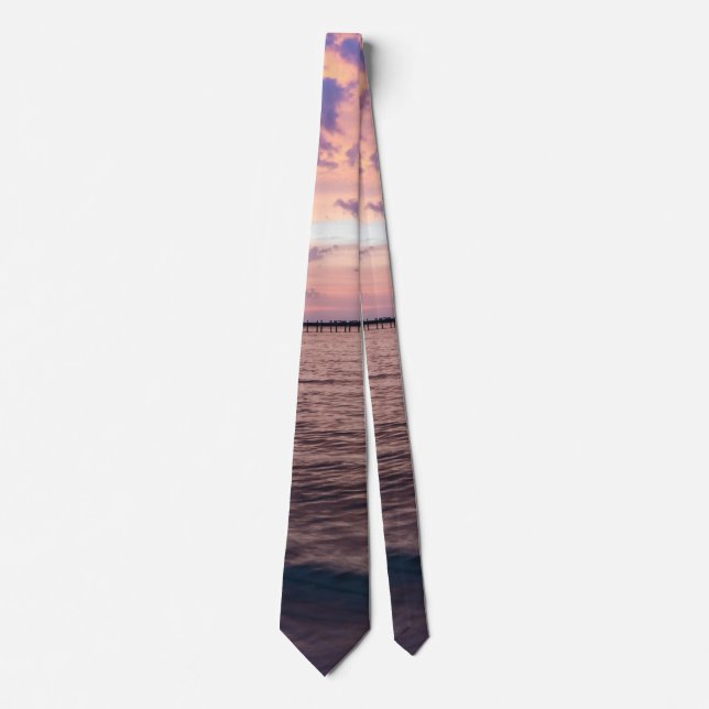 Navarre Beach Magique Heure Purple Sunset Cravate (Devant)
