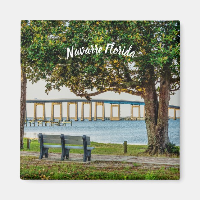 Navarre Park Bench et Bridge Magnet Carré (Devant)