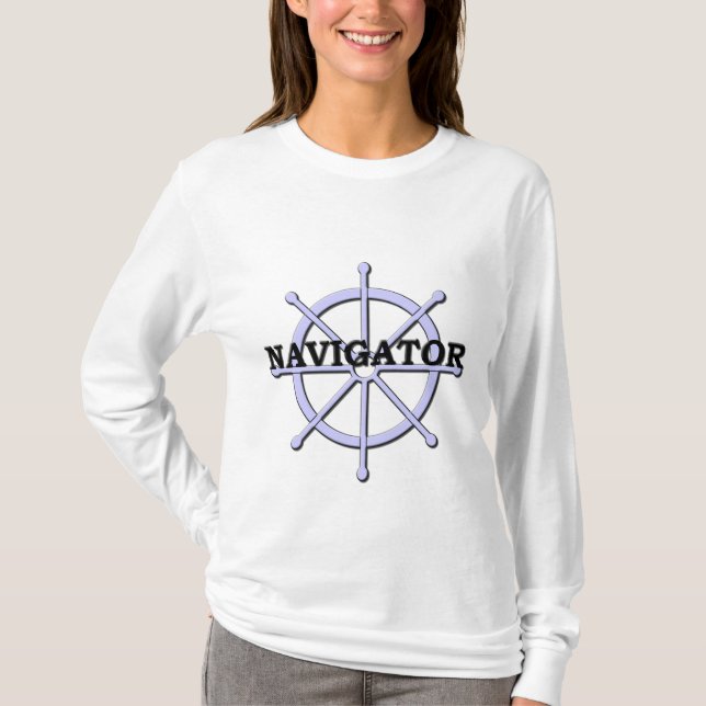 Navigator Ship Wheel Ladies Long Sleeve T-shirt (Devant)