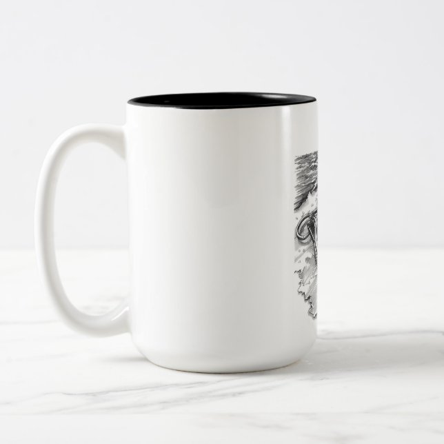 Navigator's Path Vintage Compass Ink Sketch Mug (Gauche)