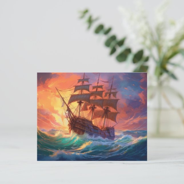 Navire À Voile Sur Une Mer Tempérée (Debout devant)