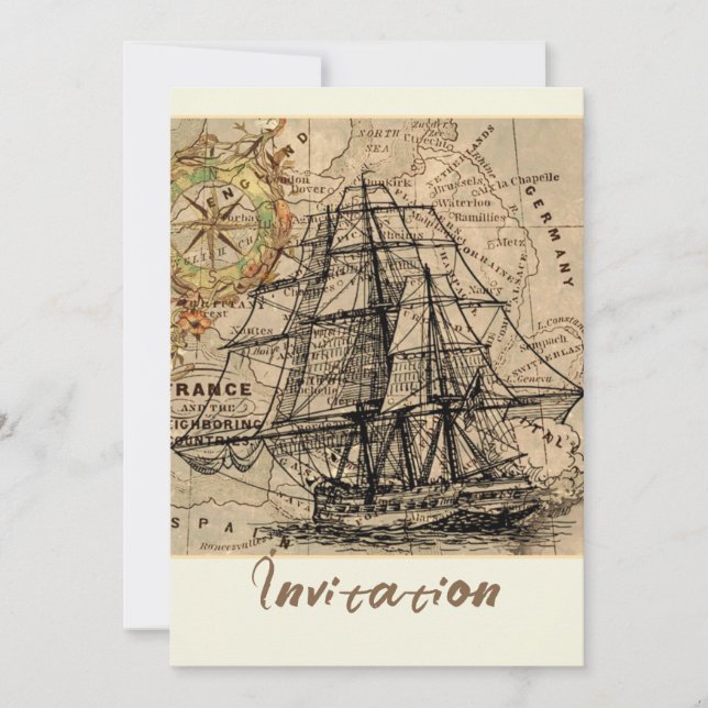 Navire Ancien et Carte (Devant)