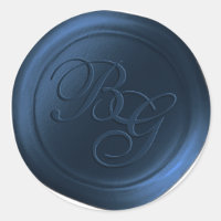 Navire Blue Calligraphie Monogramme Stickers cire