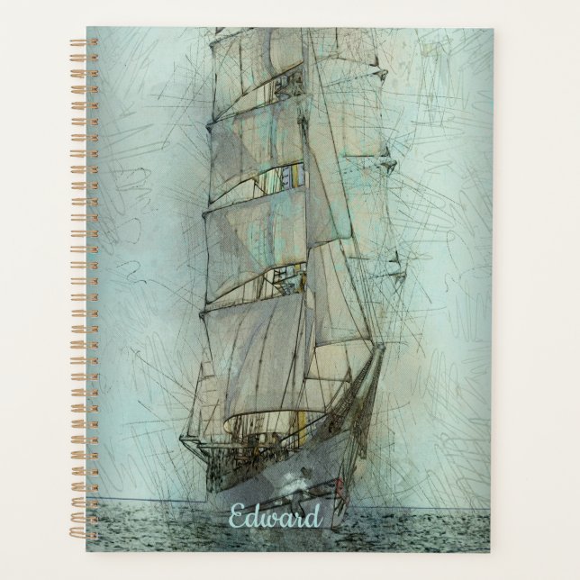 Navire classique nautique (bleu) (Devant)