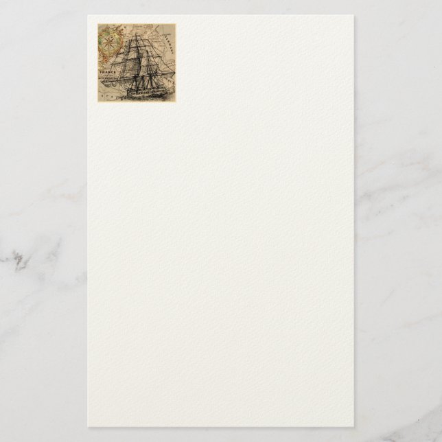 Navire Vintage et carte (Devant)