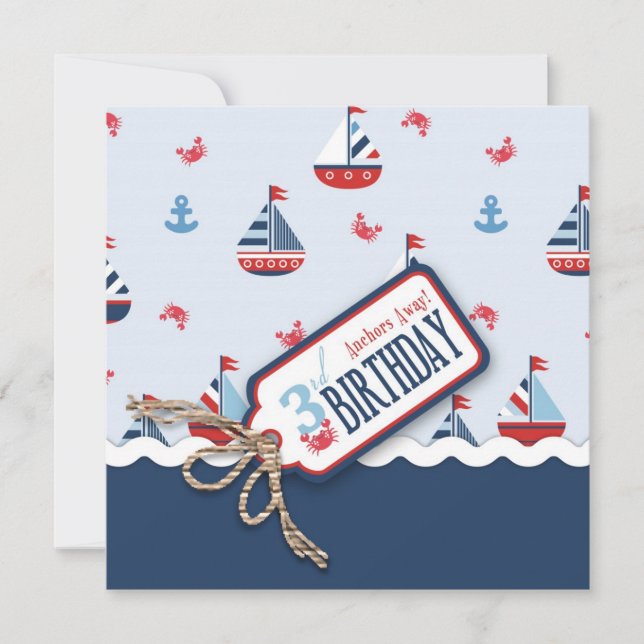Navires Ahoy Invitation d'anniversaire 3 (Devant)