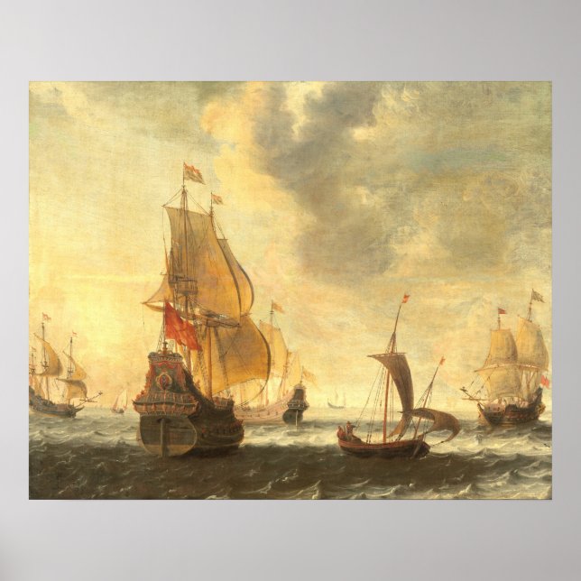 Navires néerlandais - Jacob Bellevois Poster d'Art (Devant)