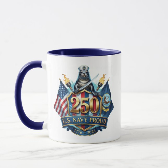 Navy 250th Anniversary Coffee Mug (Gauche)