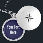 Navy Bleu Votre Texte Ici Collier De Locket Person<br><div class="desc">Ce produit est simple à customiser — il suffit de modifier le texte sous la section "Personnaliser" ci-dessus. D'autres options de personnalisation comme les styles de police,  les couleurs et d'autres options d'édition sont disponibles lorsque vous cliquez sur le bouton "Customiser" ci-dessus.</div>