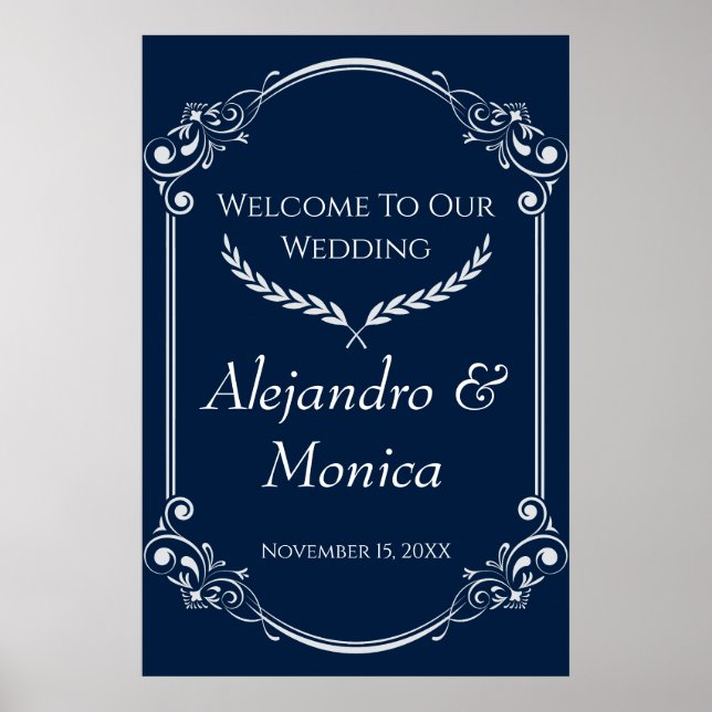 Navy Blue and Gray Modern Welcome Poster 1 of 3 (Devant)