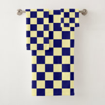 Navy Blue and Yellow Checkerboard Pattern