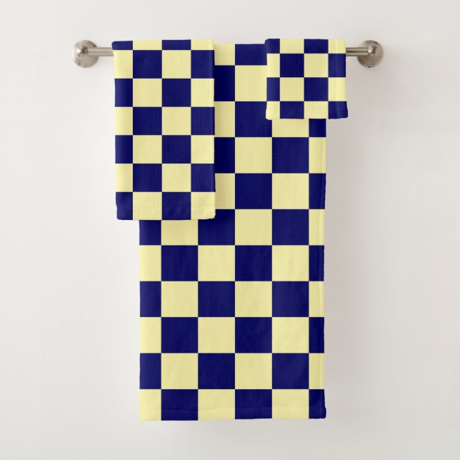Navy Blue and Yellow Checkerboard Pattern (En situation)