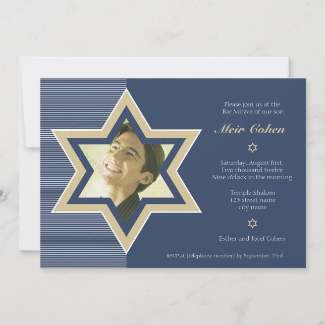 Navy Blue - Bar Mitzvah Invitation (Devant)