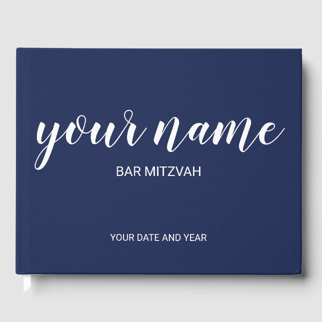Navy Blue Bar Mitzvah Livre d'or (Recto)