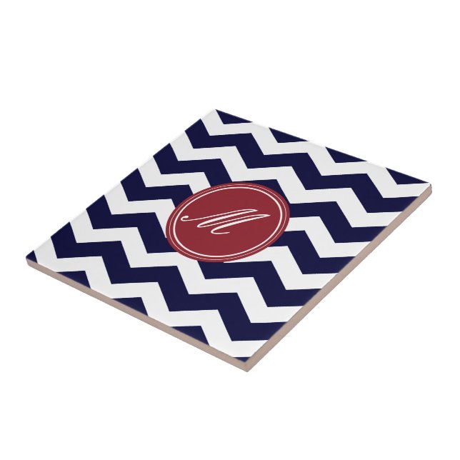 Navy Blue Chevron avec carreaux Monogram (Côté)