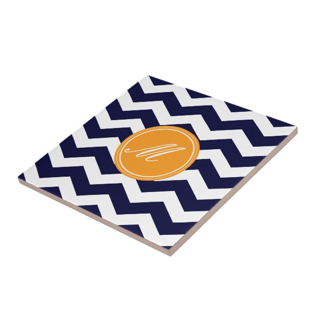 Navy Blue Chevron avec carreaux Monogram (Côté)