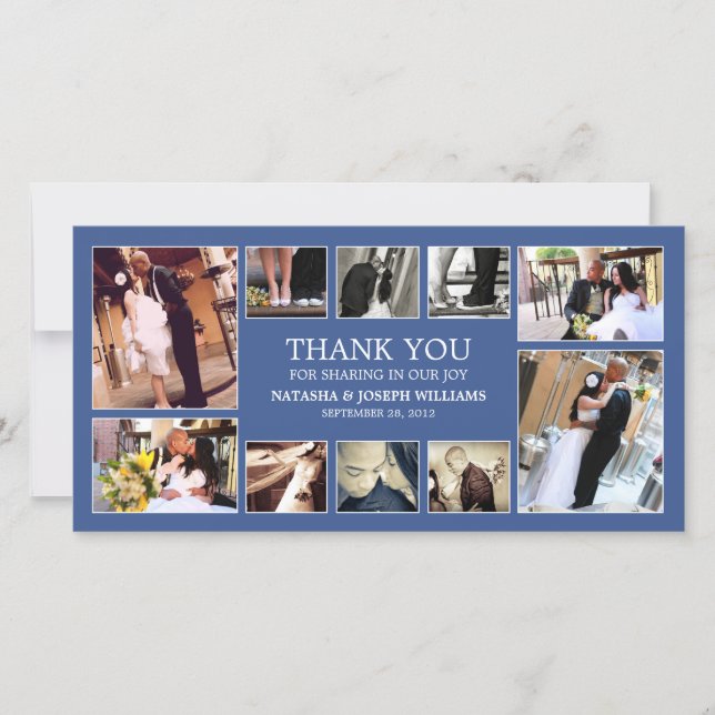 NAVY BLUE COLLAGE | CARTE DE REMERCIEMENTS mariage (Devant)