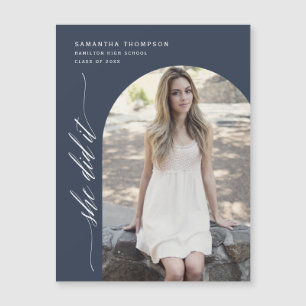 Navy Blue Elle L'A Fait Arch Photo Graduation Magn