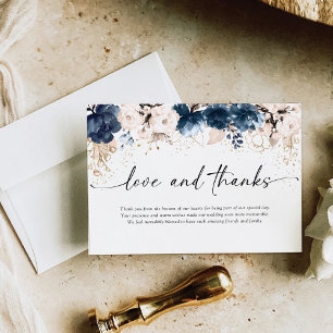 Navy Blue et Dusty Rose Mariage Merci Cartes