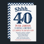 Navy Blue Funny Hommes surprise Party Invitation<br><div class="desc">Une invitation à l'anniversaire d'anniversaire marron bleu,  blanc et rouge de la Marine,  drôle et frappante. Cet invitation est pour tout âge,  y compris les étapes : 18e 21e 30e 35e 40e 55e 60e 70e 75e 80e 85e 90e</div>