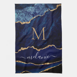 Navy Blue Gold Custom Letter Nom Cuisine Serviette