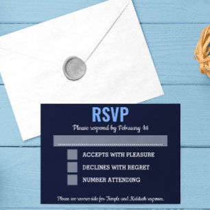 Navy Blue Modern Bar Mitzvah RSVP avec options