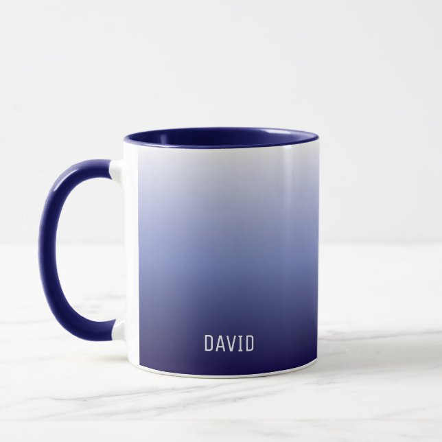 Navy Blue Ombre Personnalisé Nom du type Mug (Gauche)