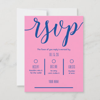 Navy Blue & Pink Bat Bar Mitzvah Party Invitation