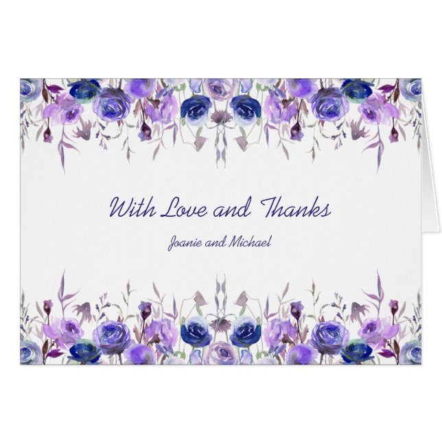 Navy Blue Purple Lavender Roses Thank You  (Devant horizontal)
