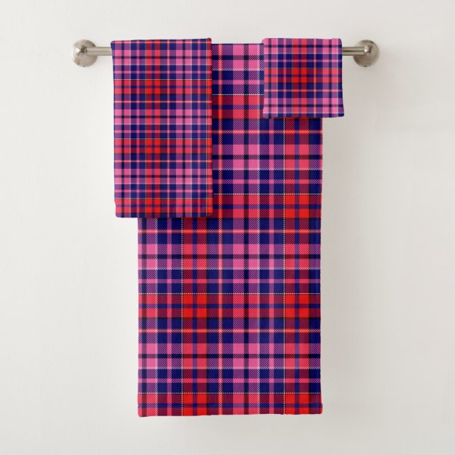 Navy Blue Red Pink Plaid Tartan Design  (En situation)