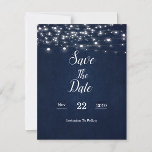 Navy Blue Save the Date Card