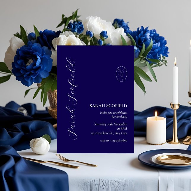Navy Blue Script 30th Birthday Invitation (Créateur téléchargé)