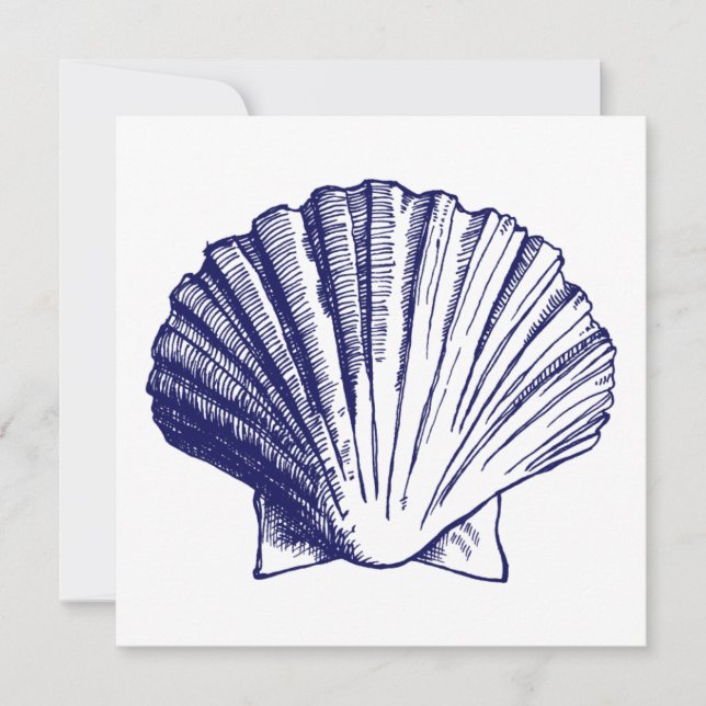 Navy Blue Sea Shell Luau Réception Invitation (Devant)