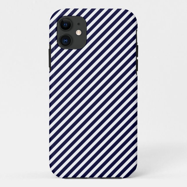 Navy Blue & White Striped iPhone 5 Coque (Dos)
