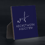 Navy Blue WiFi Password Sign Plaque with Easel<br><div class="desc">Never forget your WiFi password again with this stylish navy blue WiFi password sign plaque. Measuring 5.25x5.25 inches, this plaque features a clean and modern design with script and simple lettering that is easy to read. The sign comes with an easel stand for easy display on a table or desk....</div>