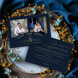 Navy Élégant Or 2 Photos Mariage Sophistiqué