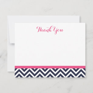 Navy et Pink Simple Chevron Merci Cartes de notes