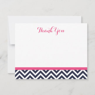 Navy et Pink Simple Chevron Merci Cartes de notes