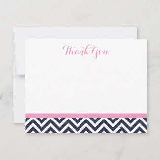 Navy et Pink Simple Chevron Merci Cartes de notes
