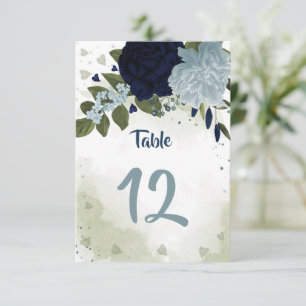 navy & fleurs bleu poussiéreux numéro de table ver