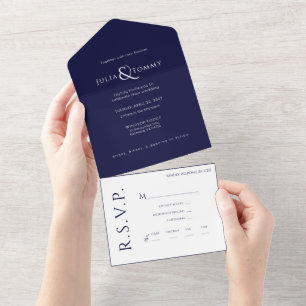 (NAVY) Invitation de mariage minimaliste, élégante