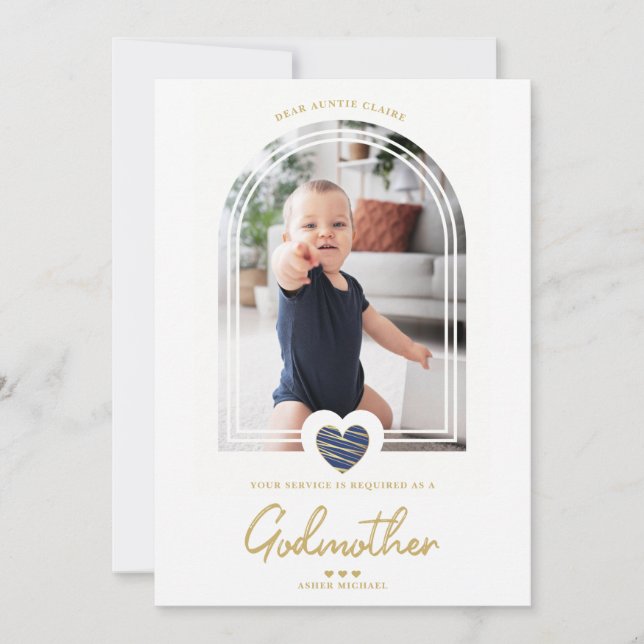 Navy Modern Heart Golden Fake Effect Godmother (Devant)