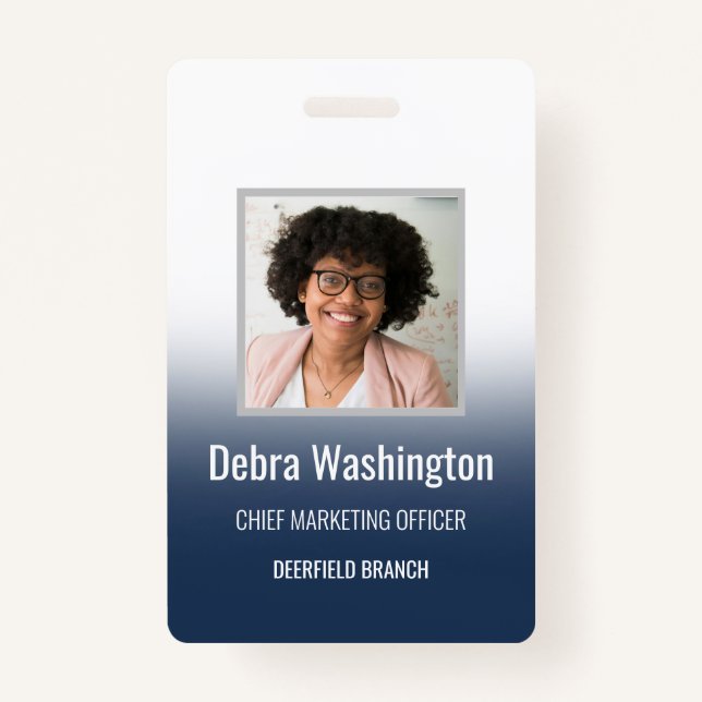 Navy Personalized Employee Company ID Badge (Devant)