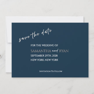 Navy Save the Date avec Argent Métallisé