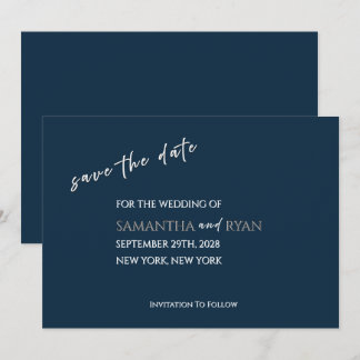 Navy Save the Date avec Argent Métallisé