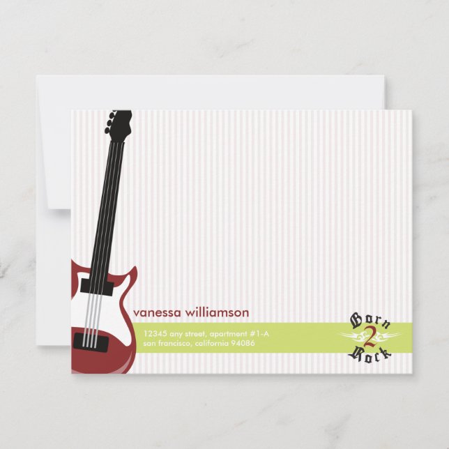 Né à Rock ! Cartes de notes plats personnalisées ( (Devant)