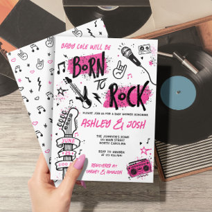 Né À Rock Girl Baby shower Invitation