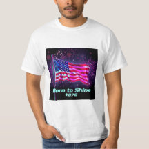 Né à Shine - 1776 T-shirt au pavillon Neon Glitch 